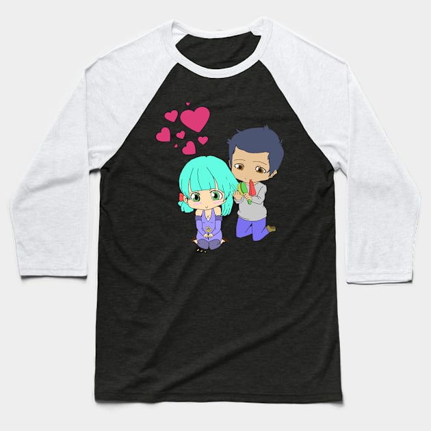 cute manga couple in love girl and boy anime Baseball T-Shirt by FromBerlinGift